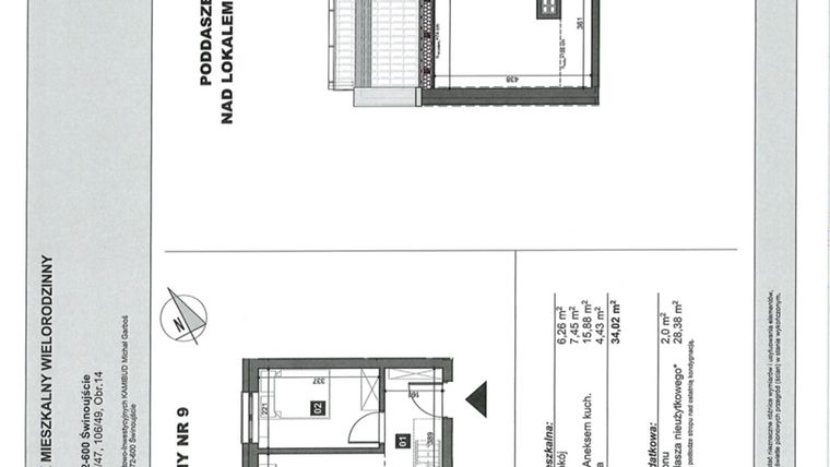 Rzut - Mieszkanie na sprzedaż 2 pokoje o powierzchni 34,02 m² - numer 9 w Słoneczne Świnoujście