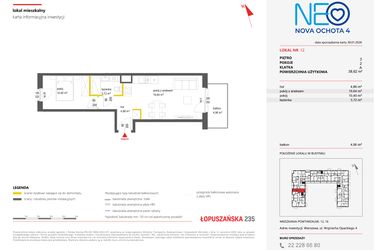 Rzut - Mieszkanie na sprzedaż 2 pokoje o powierzchni 38,62 m² - numer 12 w Neo Nova Ochota 4
