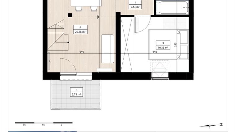 Rzut - Mieszkanie na sprzedaż 2 pokoje o powierzchni 50,96 m² - numer B4/3/37 w MONTANO