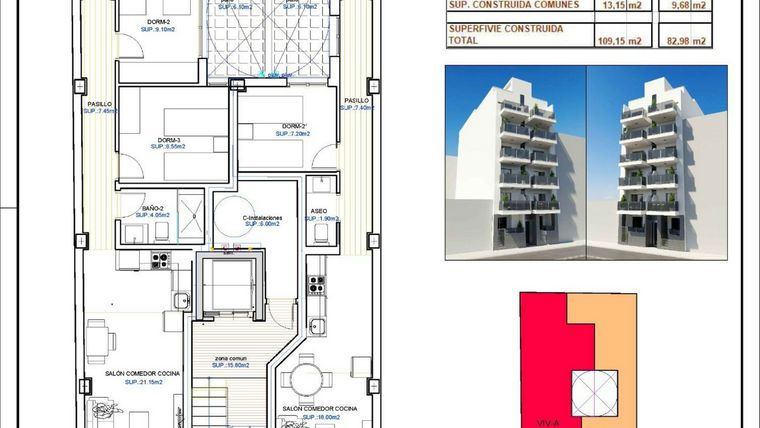 Rzut - Mieszkanie na sprzedaż 2 pokoje o powierzchni 68,65 m² - numer BB w Apartamenty Torrevieja Playa del Cura RD-75661
