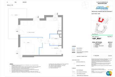 Rzut - Mieszkanie na sprzedaż 2 pokoje o powierzchni 46,53 m² - numer 106F/M007 w Miasteczko Jutrzenki Dzielnica Hortensji