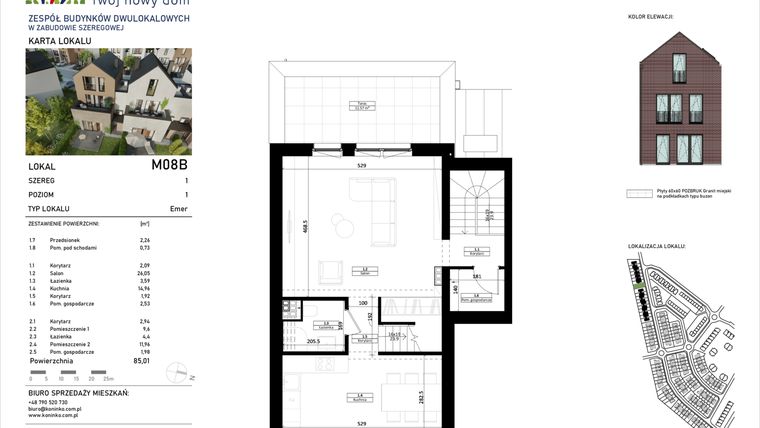 Rzut - Mieszkanie na sprzedaż 4 pokoje o powierzchni 89,07 m² - numer 8.B w Osiedle Koninko