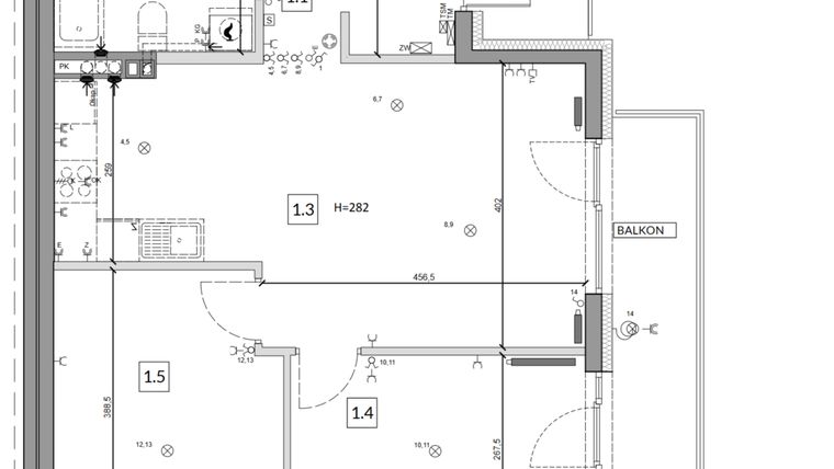 Rzut - Mieszkanie na sprzedaż 3 pokoje o powierzchni 59,46 m² - numer 44B w Osiedle Młodych etap V
