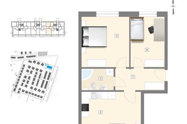 Rzut - Mieszkanie na sprzedaż 3 pokoje o powierzchni 63,69 m² - numer A3 w Błękitne Aleje Etap XV