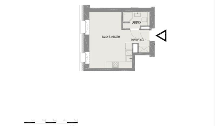 Rzut - Mieszkanie na sprzedaż 1 pokój o powierzchni 25,49 m² - numer A22 w Komuny Paryskiej 19a