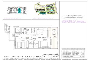 Rzut - Mieszkanie na sprzedaż 2 pokoje o powierzchni 77 m² - numer 2.4 w Flamenca Sun - Playa Flamenca