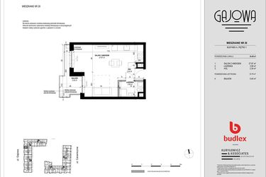 Rzut - Mieszkanie na sprzedaż 1 pokój o powierzchni 34,53 m² - numer 29 w Gajowa bud. A