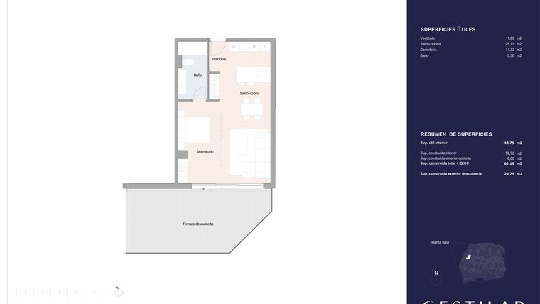 Rzut - Mieszkanie na sprzedaż 1 pokój o powierzchni 50,32 m² - numer 90B w Isla Bela