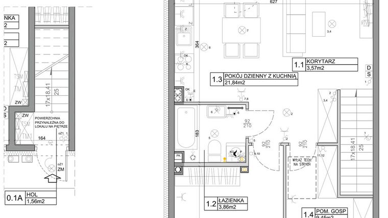 Rzut - Mieszkanie na sprzedaż 3 pokoje o powierzchni 58,82 m² - numer 2 w Manufaktura Marki 2