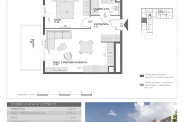Rzut - Mieszkanie na sprzedaż 2 pokoje o powierzchni 43,84 m² - numer M31 w Modern House II
