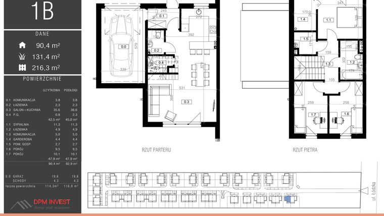 Rzut - Dom na sprzedaż 4 pokoje o powierzchni 114,3 m² - numer 1B w Family Park Ksawerów IV