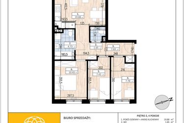 Rzut - Mieszkanie na sprzedaż 4 pokoje o powierzchni 59,63 m² - numer A2/2/1 w ACCANTO