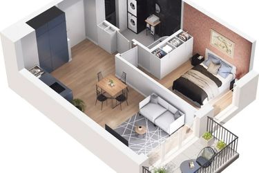 Rzut - Mieszkanie na sprzedaż 2 pokoje o powierzchni 39,54 m² - numer WO/P35/18 w Wiszące Ogrody