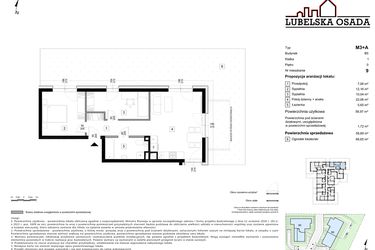 Rzut - Mieszkanie na sprzedaż 3 pokoje o powierzchni 58,69 m² - numer B5.9 w Lubelska Osada budynek B5