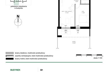 Rzut - Mieszkanie na sprzedaż 2 pokoje o powierzchni 38,32 m² - numer 5 w Wędrowna