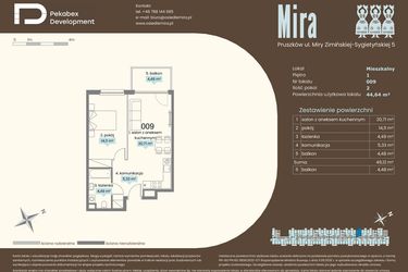 Rzut - Mieszkanie na sprzedaż 2 pokoje o powierzchni 49,14 m² - numer A.009 w Mira