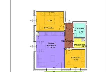 Rzut - Mieszkanie na sprzedaż 3 pokoje o powierzchni 56,26 m² - numer A9 w Osiedle Zuchów