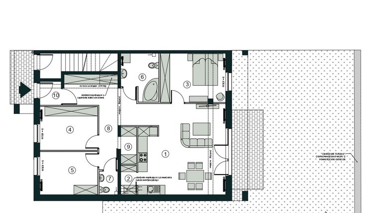Rzut - Mieszkanie na sprzedaż 4 pokoje o powierzchni 92,38 m² - numer F1 w Aleja Wiśniowa Pogórze