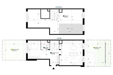 Rzut - Mieszkanie na sprzedaż 1 pokój o powierzchni 107,43 m² - numer AB0004 w Viva Cité 2