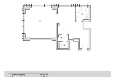 Rzut - Lokal użytkowy na sprzedaż 1 pokój o powierzchni 69,01 m² - numer H1-U-1-3 w Heyki City