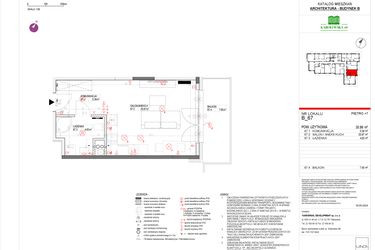 Rzut - Mieszkanie na sprzedaż 1 pokój o powierzchni 31,27 m² - numer B.67 w Karolewska 60
