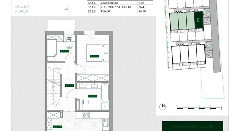 Rzut - Mieszkanie na sprzedaż 4 pokoje o powierzchni 86,2 m² - numer E2 w Zielona Krzyszkowicka