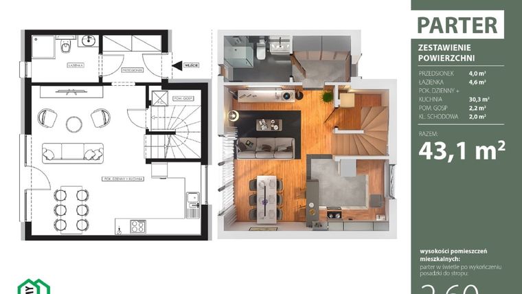 Rzut - Dom na sprzedaż 4 pokoje o powierzchni 87,22 m² - numer 41 w Osiedle Domy Rataja