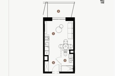 Rzut - Mieszkanie na sprzedaż 1 pokój o powierzchni 25,7 m² - numer 6.29 w WIMA APARTMENTS