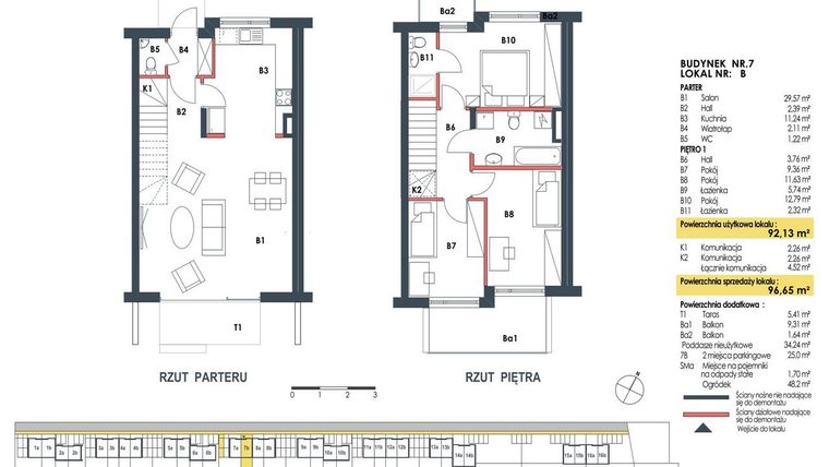 Rzut - Dom na sprzedaż 4 pokoje o powierzchni 96,72 m² - numer 7b w Waw.Re