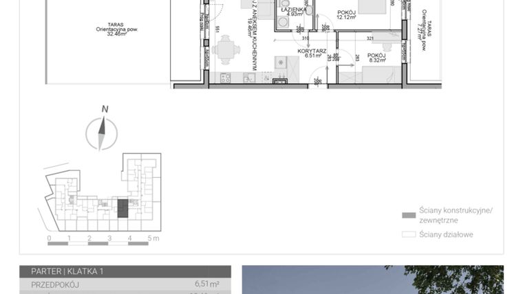 Rzut - Mieszkanie na sprzedaż 3 pokoje o powierzchni 50,89 m² - numer M-6 w Osiedle Radosne II