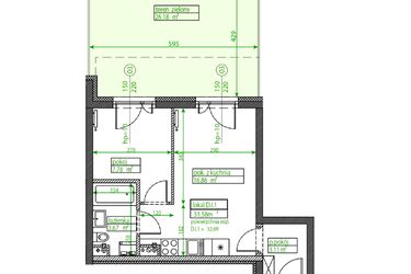 Rzut - Mieszkanie na sprzedaż 1 pokój o powierzchni 31,42 m² - numer D.I.1 w Osiedle Opolska