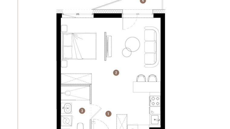 Rzut - Mieszkanie na sprzedaż 1 pokój o powierzchni 36,33 m² - numer C2.01.13 w Apartamenty Reytana