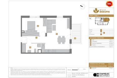 Rzut - Mieszkanie na sprzedaż 2 pokoje o powierzchni 52,93 m² - numer C.7 w Wille Biskupin