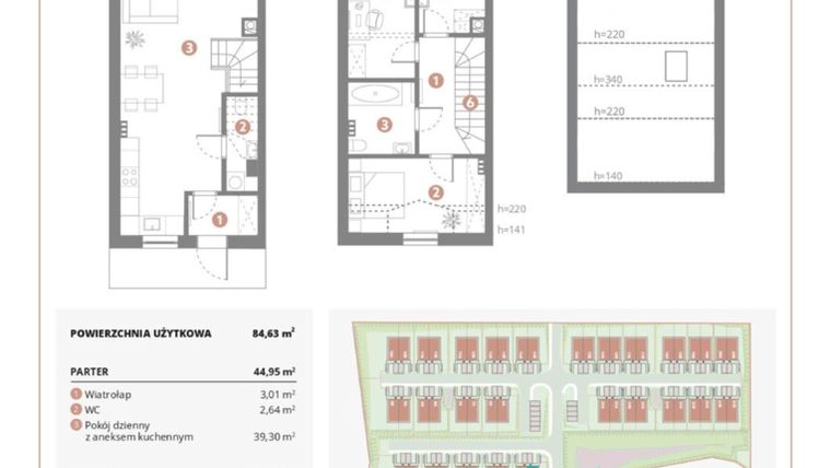 Rzut - Dom na sprzedaż 4 pokoje o powierzchni 84,63 m² - numer 1A w Bursztynova Polana