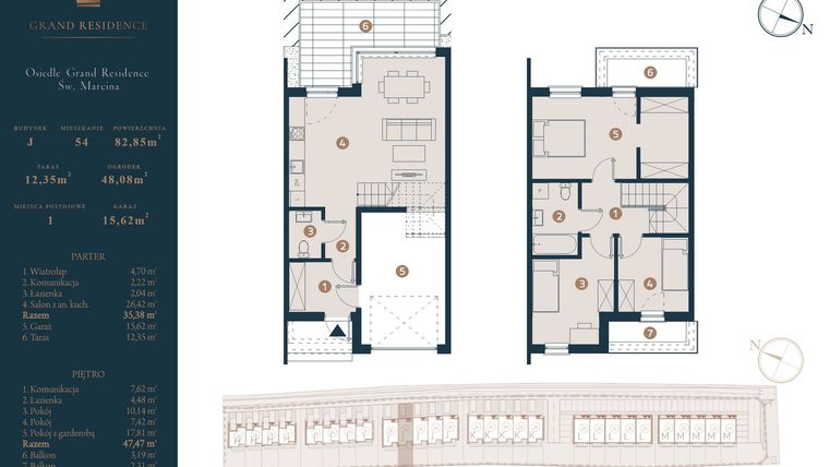 Rzut - Dom na sprzedaż 4 pokoje o powierzchni 82,85 m² - numer J54 w Osiedle Św. Marcina