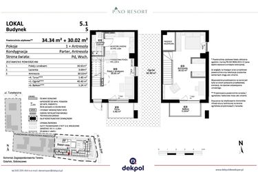Rzut - Mieszkanie na sprzedaż 2 pokoje o powierzchni 64,36 m² - numer 5.01 w Pino Resort