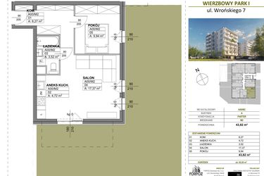 Rzut - Mieszkanie na sprzedaż 2 pokoje o powierzchni 43,82 m² - numer A00_M2 w Wierzbowy Park