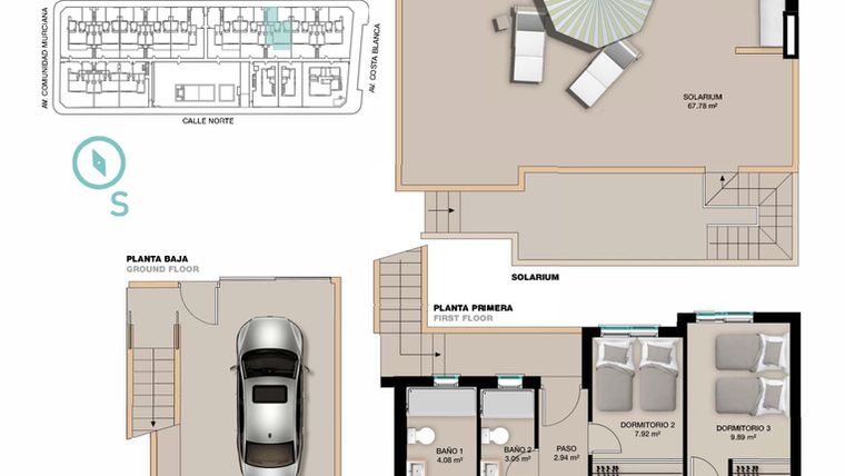 Rzut - Mieszkanie na sprzedaż 3 pokoje o powierzchni 78 m² - numer 117A w Apartamenty w Pilar de la Horadada -  37538395