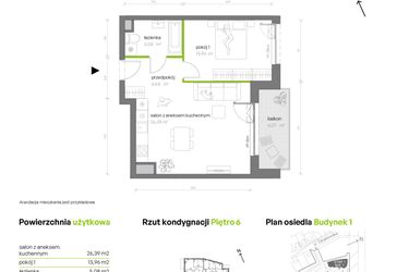 Rzut - Mieszkanie na sprzedaż 2 pokoje o powierzchni 50,38 m² - numer 1.06.M72 w Morska Vita