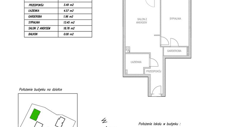 Rzut - Mieszkanie na sprzedaż 2 pokoje o powierzchni 44 m² - numer D12 w Osiedle Zuchów