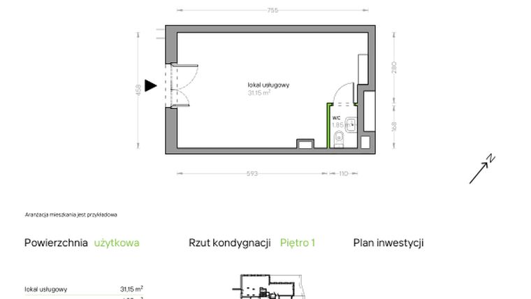 Rzut - Lokal użytkowy na sprzedaż 1 pokój o powierzchni 32,71 m² - numer I/F/U04 w Bochenka Vita