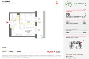 Rzut - Mieszkanie na sprzedaż 2 pokoje o powierzchni 39,87 m² - numer B.51 w Olchowy Park II