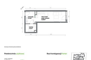Rzut - Mieszkanie na sprzedaż 1 pokój o powierzchni 27,49 m² - numer A09 w Traugutta Vita