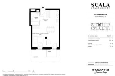 Rzut - Mieszkanie na sprzedaż 1 pokój o powierzchni 37,15 m² - numer G-6 (C) w Scala