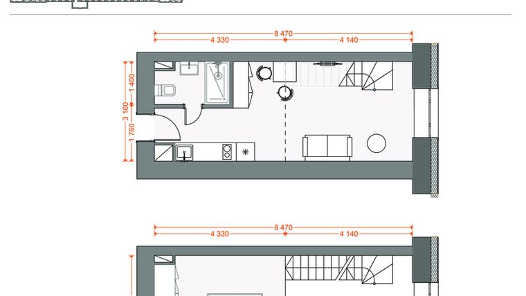 Rzut - Mieszkanie na sprzedaż 2 pokoje o powierzchni 39,44 m² - numer 57 w Legionów 102