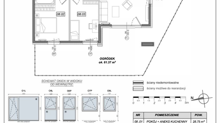 Rzut - Mieszkanie na sprzedaż 3 pokoje o powierzchni 66,08 m² - numer 5.A.08 w Urzeka bud. 5