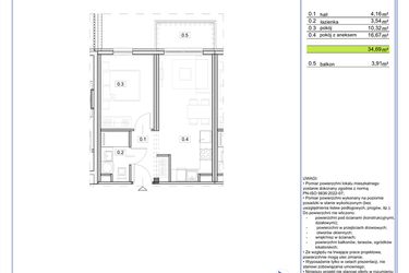 Rzut - Mieszkanie na sprzedaż 2 pokoje o powierzchni 34,69 m² - numer B.25 w EcoBerensona II