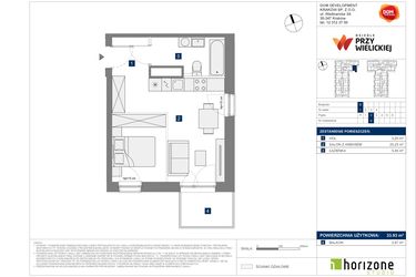 Rzut - Mieszkanie na sprzedaż 1 pokój o powierzchni 33,93 m² - numer B-9 w Osiedle przy Wielickiej etap 1.2
