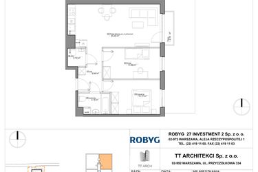 Rzut - Mieszkanie na sprzedaż 3 pokoje o powierzchni 61,11 m² - numer SU3/B/0/10 w Sady Ursynów III