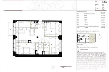 Rzut - Mieszkanie na sprzedaż 4 pokoje o powierzchni 99,94 m² - numer D.3.3 w Nowa Stawowa